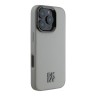 DKNY для iPhone 16 Pro Max чехол PU Plain leather Stack Metal logo Hard Grey (MagSafe)