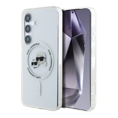 Karl Lagerfeld для Galaxy S25 чехол PC/TPU NFT Karl & Choup Head Metal camera Hard White (MagSafe)