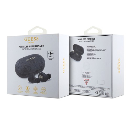 Guess Наушники TWS Bluetooth 4G with Classic Metal logo ENC Black