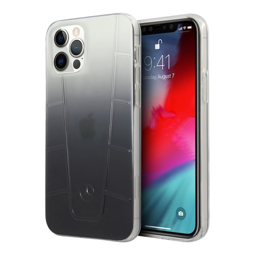 Mercedes чехол для iPhone 12 Pro Max, Transparent line Embossed Gradient