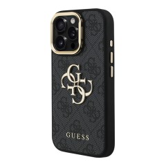 Guess для iPhone 16 Pro Max чехол PU 4G Big metal logo and Camera Stand Hard Black