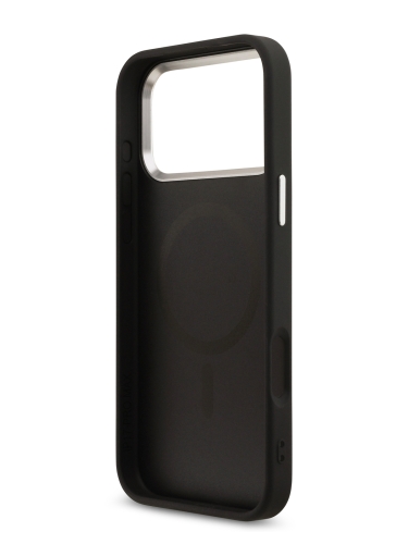 Guess для iPhone 17 Pro чехол PU 4G Triangle metal logo Silver camera Hard Black (MagSafe)