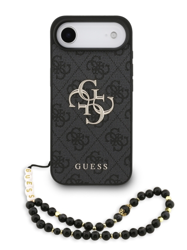 Guess для iPhone Air чехол PU 4G Big metal logo Hard + Pearl Hand Strap Black