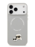 Karl Lagerfeld для iPhone 17 Pro чехол PU NFT Karl & Choup heads Metal pin & Cam Hard Grey (MagSafe)