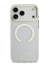 Guess для iPhone 17 Pro Max чехол IML Metal outline and Camera Hard Transparent/Gold (MagSafe)