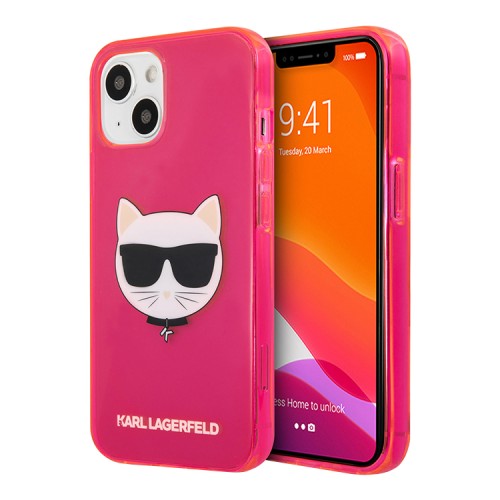 Чехол Karl Lagerfeld TPU FLUO Choupette Hard для iPhone 13, розовый