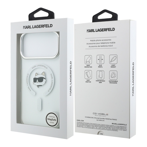 Karl Lagerfeld для iPhone 17 Pro Max чехол IML NFT Choupette Head Metal camera прозрачный (MagSafe)