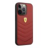 Кожаный чехол Ferrari Quilted with metal logo Hard для iPhone 13 Pro Max, красный