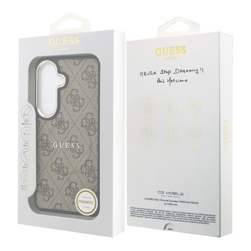 Guess для Galaxy S26+ чехол PU 4G Classic metal logo & Camera Hard Brown (MagSafe)