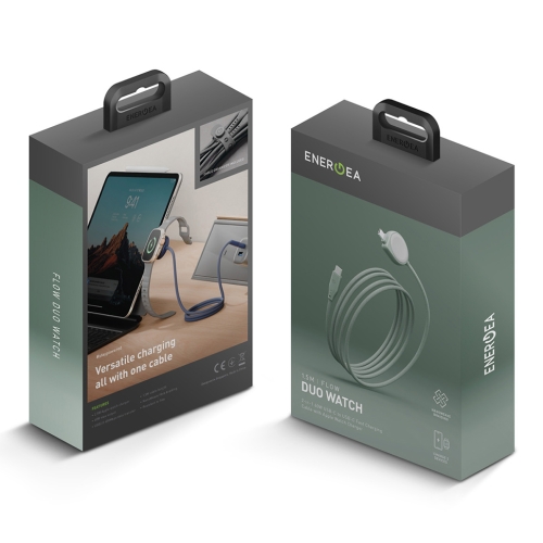 Energea Кабель FLOW Duo Watch USB-C to USB-C + Watch PD60W/480Mbps Nanoweave Sage 1.5m