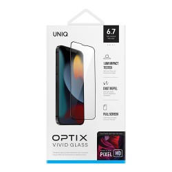 Защитное стекло Uniq OPTIX Vivid для iPhone 13 Pro max | 14 Plus, черная рамка