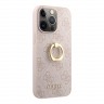 Чехол Guess PU 4G + Ring Hard для iPhone 14 Pro, розовый