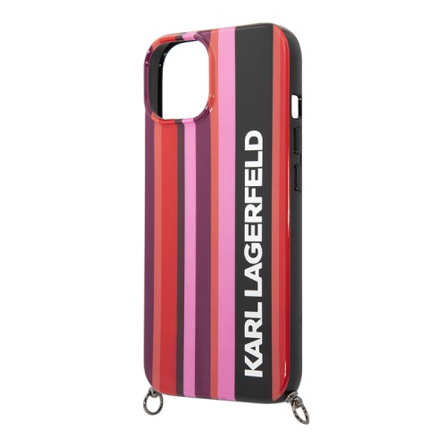 Чехол Lagerfeld Crossbody PC/TPU Color stripes with Strap Hard для iPhone 14, розовый
