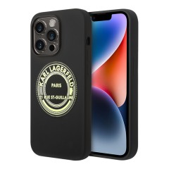 Чехол Lagerfeld Liquid silicone Round RSG logo для iPhone 14 Pro Max, черный