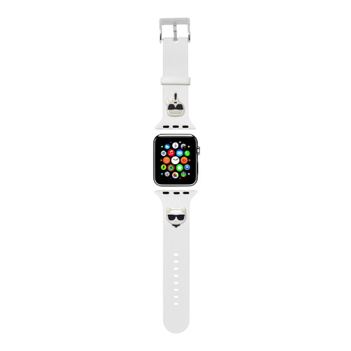 Ремешок Lagerfeld Silicone Karl and Choupette heads для Apple Watch 42-41-40 mm, белый