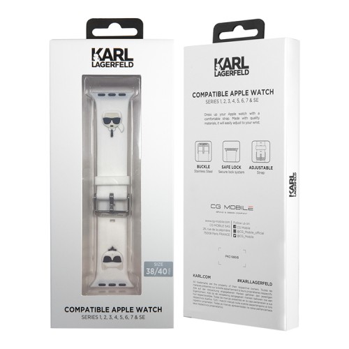 Ремешок Lagerfeld Silicone Karl and Choupette heads для Apple Watch 42-41-40 mm, белый