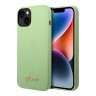 Чехол Guess Liquid Silicone Gold Metal logo для iPhone 14 Plus, зеленый