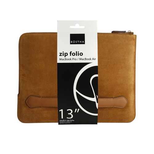 Чехол-папка Bustha Zip Folio Suede/Leather для MacBook Air/Pro 13", Mustard