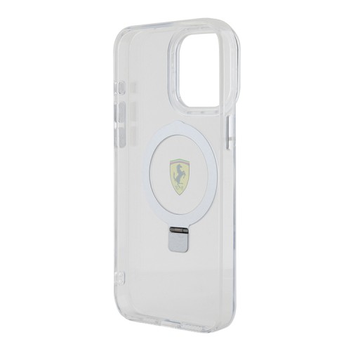 Ferrari для iPhone 15 Pro Max чехол PC/TPU + Ring stand Hard Silver