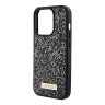 Guess для iPhone 15 Pro Max чехол Diamond Rhinestone Plate metal logo Hard Black
