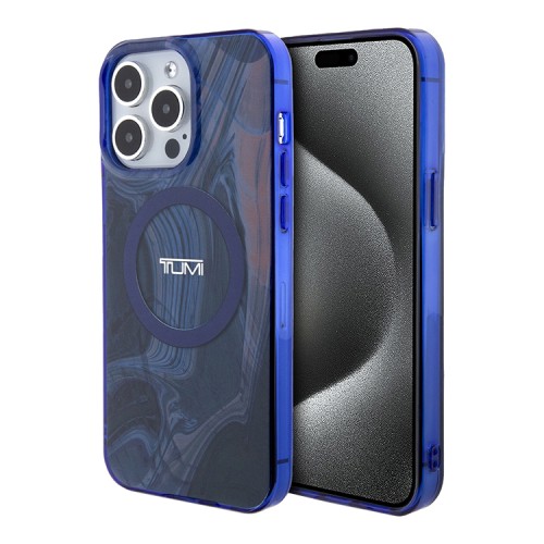 TUMI для iPhone 15 Pro чехол PC/TPU Double layer Liquid Hard Navy (MagSafe)
