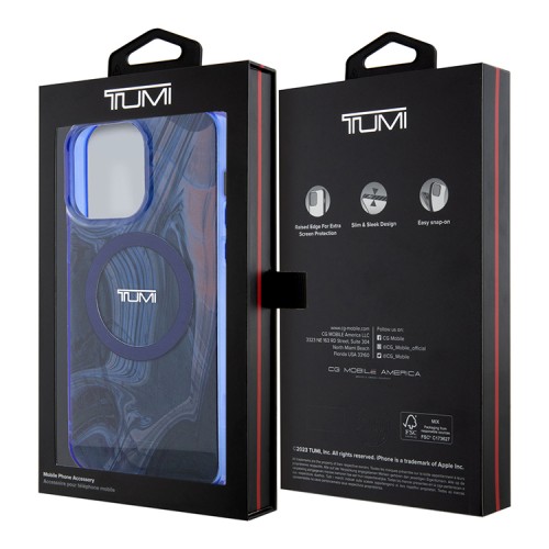 TUMI для iPhone 15 Pro чехол PC/TPU Double layer Liquid Hard Navy (MagSafe)