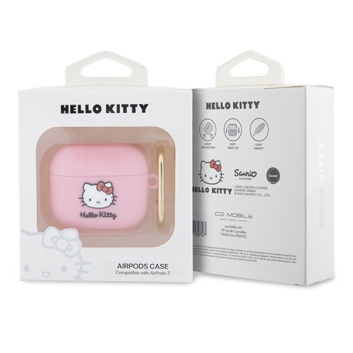 Hello Kitty для Airpods 3 чехол Liquid silicone 3D Rubber Kitty Head Pink