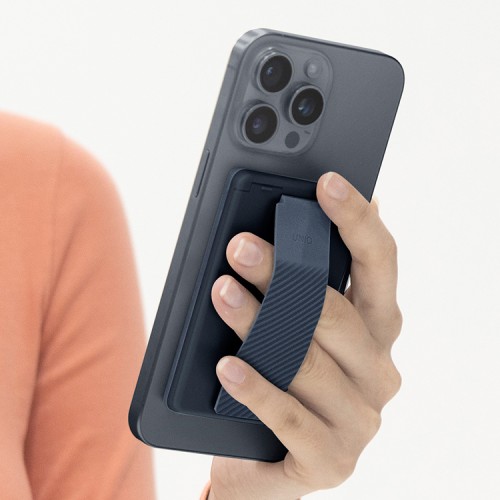 Uniq магнитный бумажник Heldro ID Magnetic cardholder with Grip-Band and Stand Storm Blue