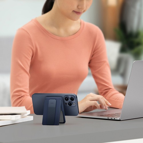 Uniq магнитный бумажник Heldro ID Magnetic cardholder with Grip-Band and Stand Storm Blue