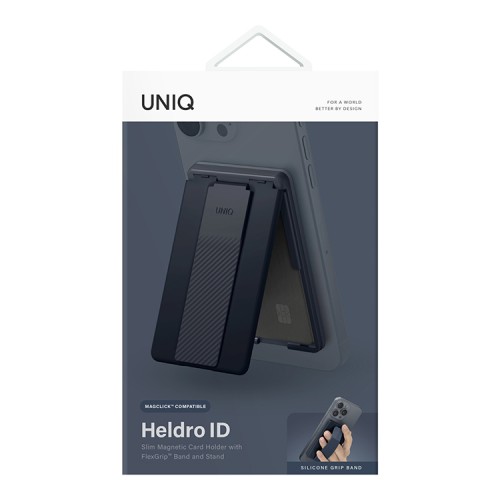 Uniq магнитный бумажник Heldro ID Magnetic cardholder with Grip-Band and Stand Storm Blue