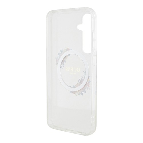 Guess для Galaxy S24+ чехол PC/TPU Flowers Wreath Hard Transparent (MagSafe)