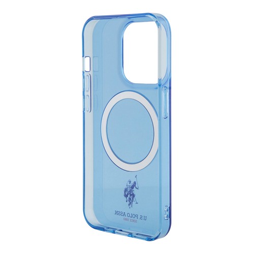 U.S. Polo для iPhone 15 Pro чехол PC/TPU Double Horse logo Hard Blue (MagSafe)
