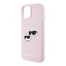 Karl Lagerfeld для iPhone 15 чехол Liquid Silicone NFT Karl & Choupette Head Hard Pink (MagSafe)