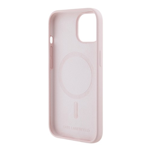 Karl Lagerfeld для iPhone 15 чехол Liquid Silicone NFT Karl & Choupette Head Hard Pink (MagSafe)