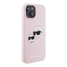 Karl Lagerfeld для iPhone 15 чехол Liquid Silicone NFT Karl & Choupette Head Hard Pink (MagSafe)