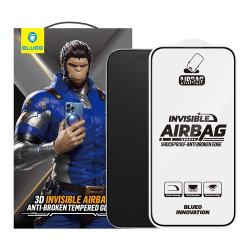 BlueO стекло для iPhone 16 Pro Max, 3D Anti-broken Edge Anti-Static Black (силик. кромка)