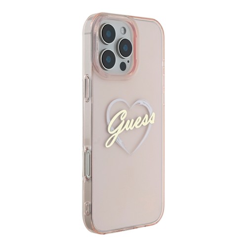 Guess для iPhone 16 Pro Max чехол PC/TPU Heart Pink