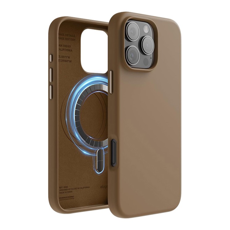 Elago для iPhone 16 Pro чехол Soft silicone (Liquid) Brown (MagSafe)