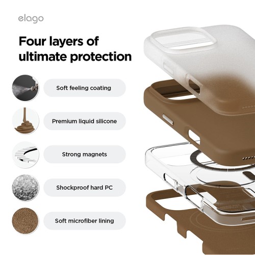 Elago для iPhone 16 Pro чехол Soft silicone (Liquid) Brown (MagSafe)