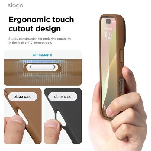 Elago для iPhone 16 Pro чехол Soft silicone (Liquid) Brown (MagSafe)