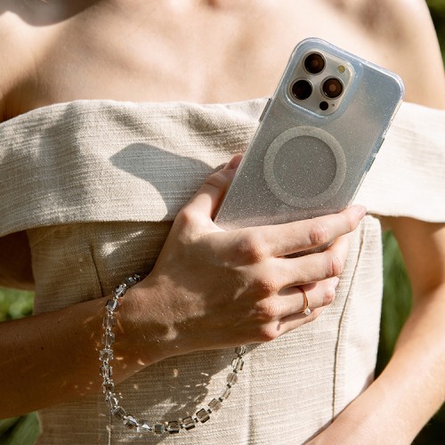 Uniq COEHL Candy Gem Charm Handstrap подвеска на телефон из бисера, Sparkling Silver