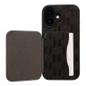 Karl Lagerfeld для iPhone 16 чехол Cardslot Stand PU Saffiano Monogram Plate logo Hard Black