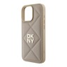 DKNY для iPhone 16 Pro Max чехол PU Quilted Stack metal logo Hard Beige