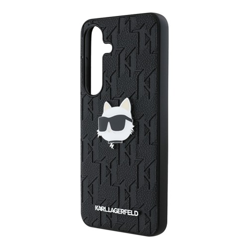 Karl Lagerfeld для Galaxy S25 чехол PU Grained Monogram NFT Choupette metal Head Hard Black