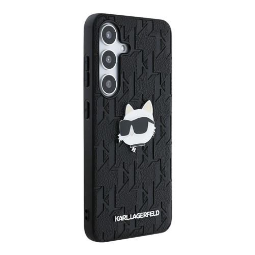 Karl Lagerfeld для Galaxy S25 чехол PU Grained Monogram NFT Choupette metal Head Hard Black