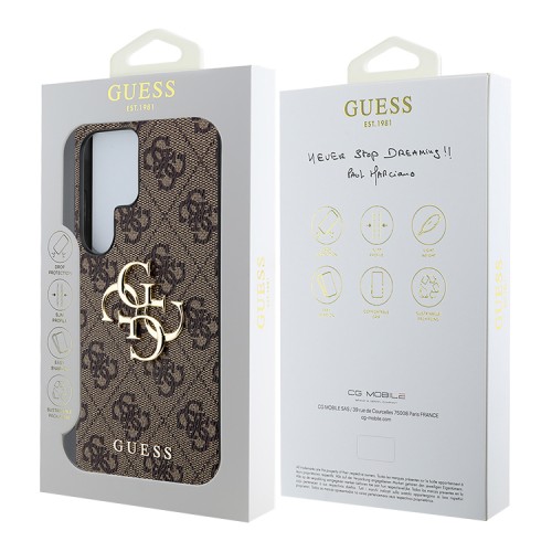 Guess для Galaxy S25 Ultra чехол PU 4G Big metal logo Hard Brown