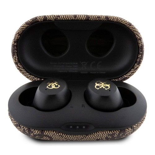 Guess Наушники TWS Bluetooth 4G with Classic Metal logo ENC Brown