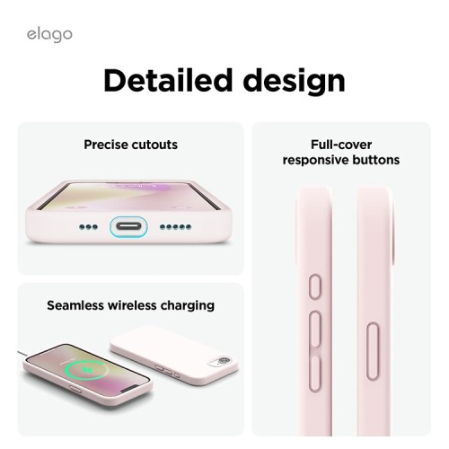 Elago для iPhone 16e чехол Soft silicone (Liquid) Lovely Pink (MagSafe)