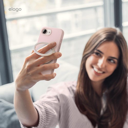 Elago для iPhone 16e чехол Soft silicone (Liquid) Lovely Pink (MagSafe)