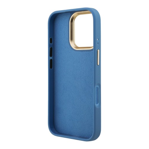 Guess для iPhone 16 Pro Max чехол PU 4G Big metal logo and Camera Stand Hard Blue